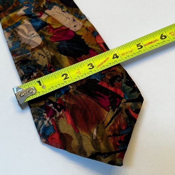 J.T. Beckett Tie Abstract Design Gold Blue Gray Pink Silk Neck tie Vintage ‘80s - Picture 6 of 6